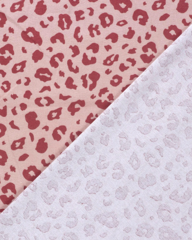 Tissu Flanelle Rose Clair Motif Léopard  - Mercerine