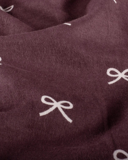 Tissu Flanelle Prune Petits Nœuds - Mercerine
