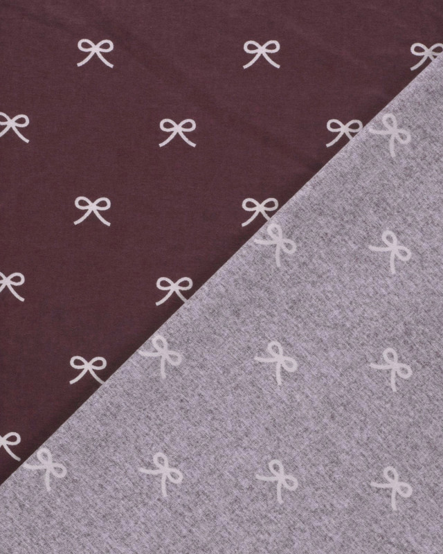 Tissu Flanelle Prune Petits Nœuds - Mercerine