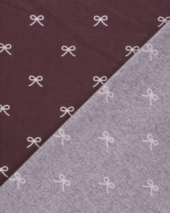 Tissu Flanelle Prune Petits Nœuds - Mercerine