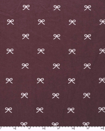 Tissu Flanelle Prune Petits Nœuds - Mercerine