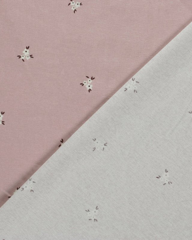 Tissu Flanelle Mauve Clair Petites Fleurs - Mercerine
