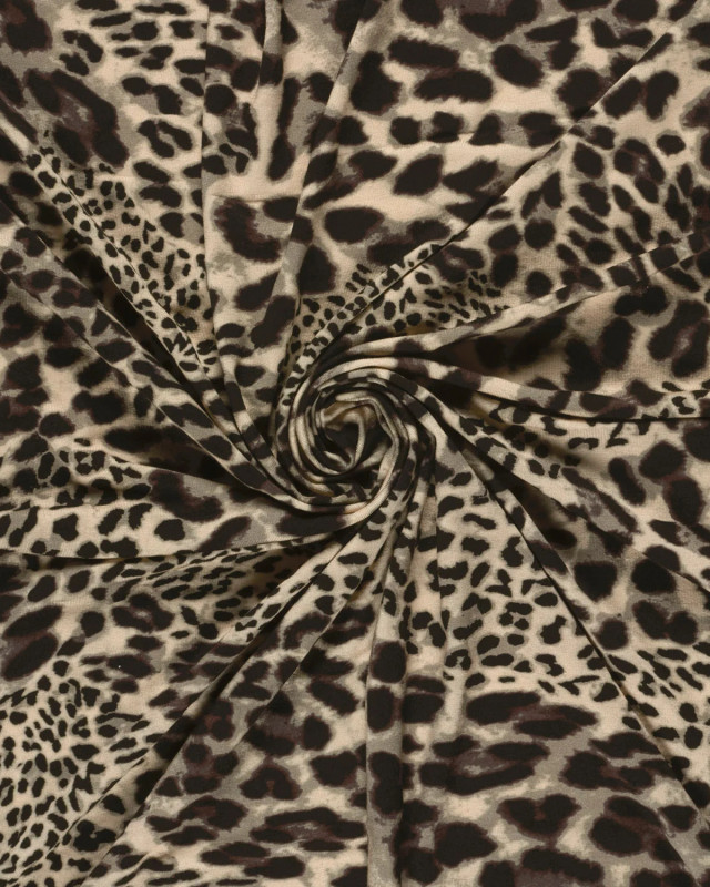 Tissu Jersey de Viscose Motif Léopard Beige - Mercerine