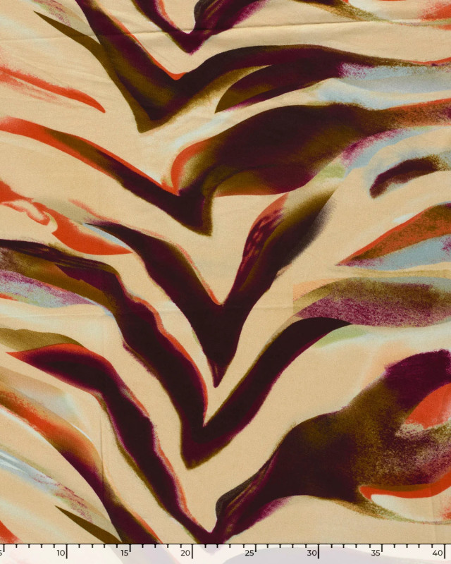 Tissu Jersey de Viscose Motif Zébré Prune et Orange - Mercerine