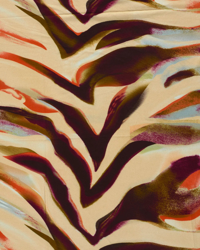 Tissu Jersey de Viscose Motif Zébré Prune et Orange - Mercerine