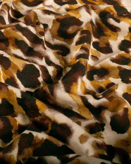 Tissu Jersey de Viscose Motif effet Léopard Ocre - Mercerine