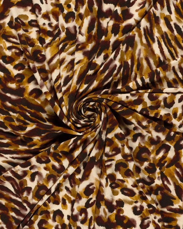 Tissu Jersey de Viscose Motif effet Léopard Ocre - Mercerine
