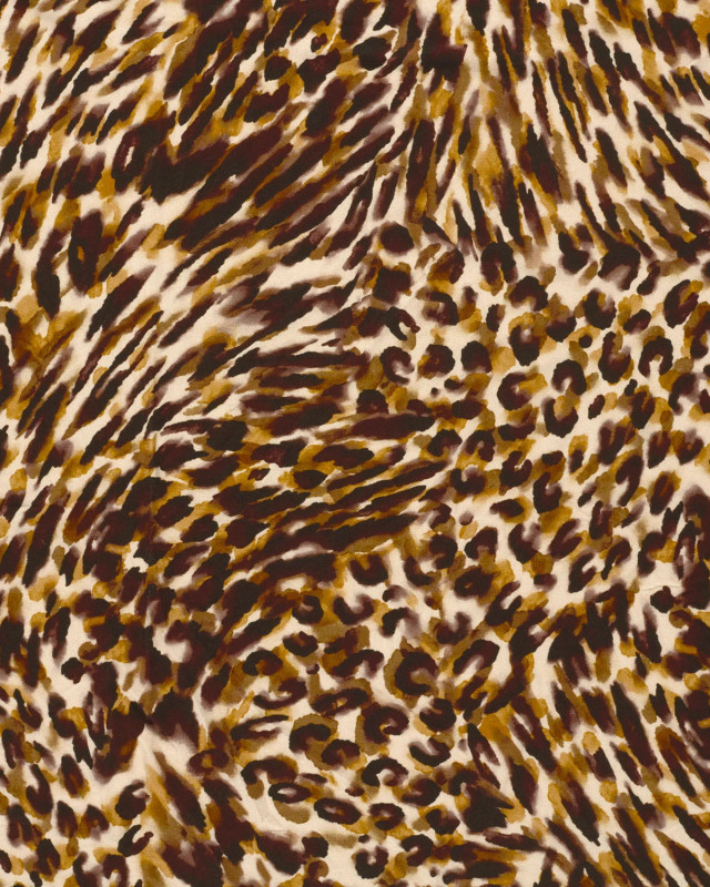 Tissu Jersey de Viscose Motif effet Léopard Ocre - Mercerine