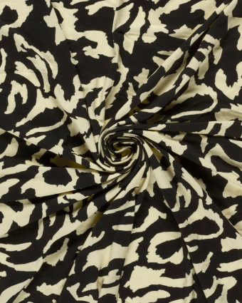 Tissu Jersey de Viscose Motif Abstrait Noir et Beige - Mercerine