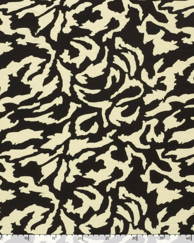 Tissu Jersey de Viscose Motif Abstrait Noir et Beige - Mercerine