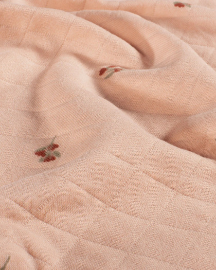 Tissu Jersey Matelassé Léger Rose Nude Petites Fleurs - Mercerine