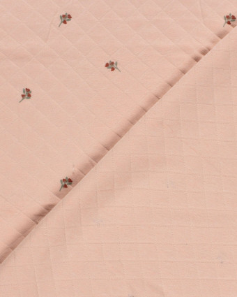 Tissu Jersey Matelassé Léger Rose Nude Petites Fleurs - Mercerine
