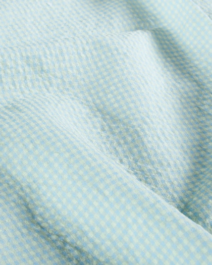 Tissu Seersucker Mini Vichy Jaune Bleu - Mercerine