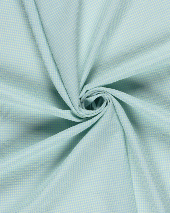 Tissu Seersucker Mini Vichy Citron et Bleu - Mercerine