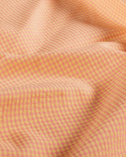Tissu Seersucker Mini Vichy Jaune Rose - Mercerine