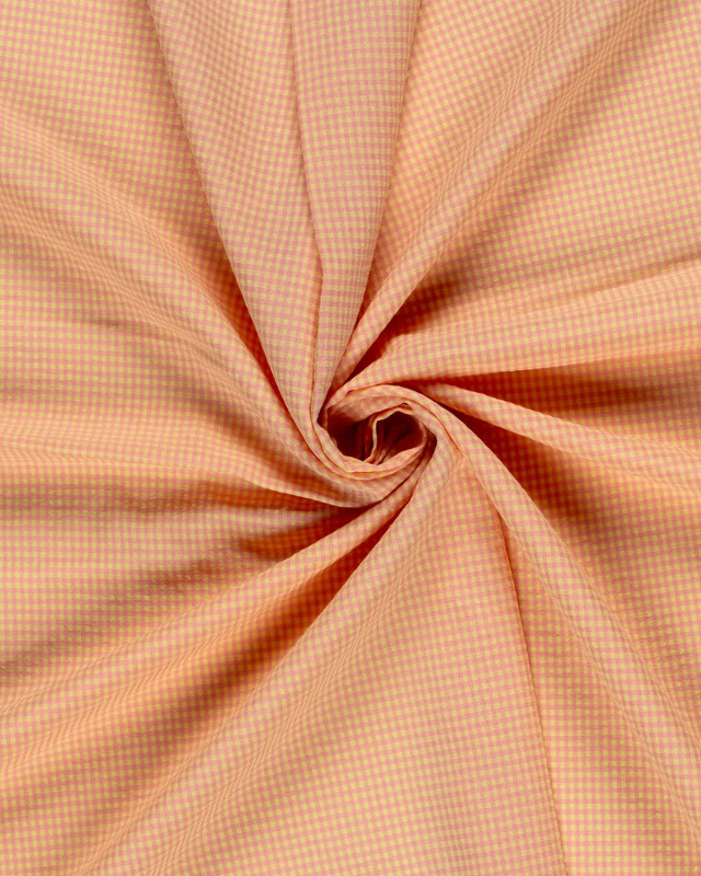 Tissu Seersucker Mini Vichy Jaune Rose - Mercerine