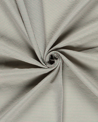 Tissu Seersucker Mini Vichy Vert Rose - Mercerine