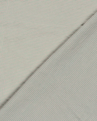 Tissu Seersucker Mini Vichy Vert Rose - Mercerine