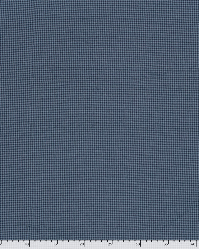 Tissu Seersucker Mini Vichy Marine et Bleu - Mercerine
