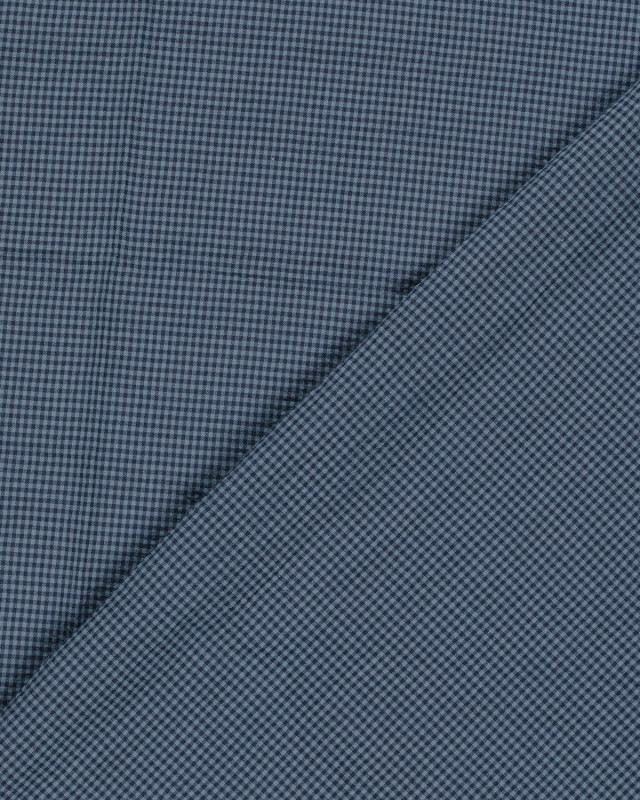 Tissu Seersucker Mini Vichy Marine et Bleu - Mercerine