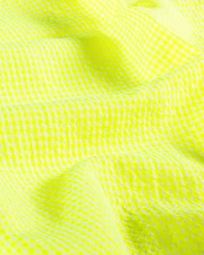 Tissu Seersucker Mini Vichy Jaune Fluo - Mercerine