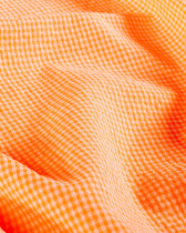 Tissu Seersucker Mini Vichy Orange Fluo