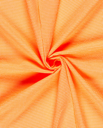 Tissu Seersucker Mini Vichy Orange Fluo - Mercerine