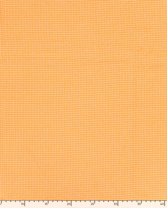 Tissu Seersucker Mini Vichy Orange Fluo - Mercerine
