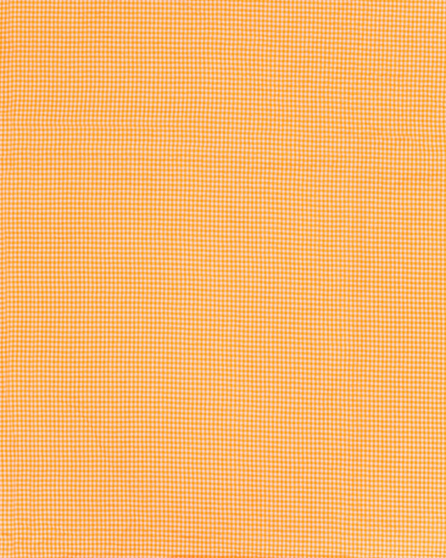 Tissu Seersucker Mini Vichy Orange Fluo - Mercerine
