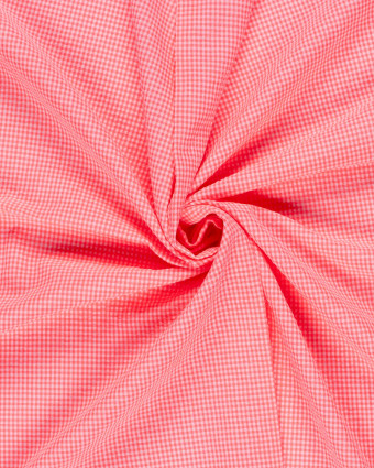 Tissu Seersucker Mini Vichy Rose Fluo - Mercerine