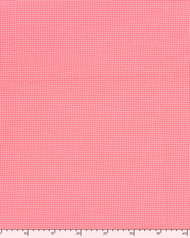 Tissu Seersucker Mini Vichy Rose Fluo - Mercerine