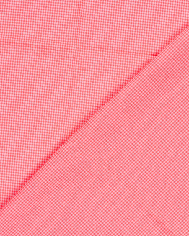 Tissu Seersucker Mini Vichy Rose Fluo - Mercerine