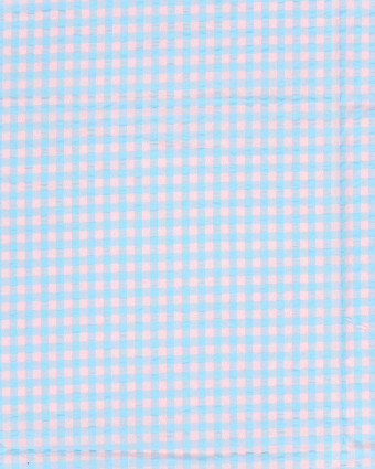 Tissu Seersucker Vichy Bleu Ciel Rose Nude - Mercerine
