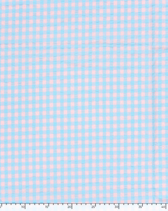 Tissu Seersucker Vichy Bleu Ciel Rose Nude - Mercerine