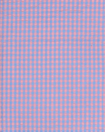 Tissu Seersucker Vichy Bleu Rose - Mercerine