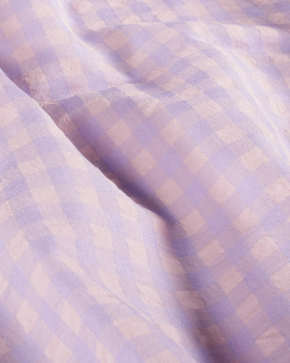 Tissu Seersucker Vichy Lilas Pêche - Mercerine