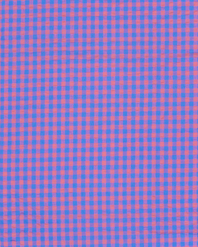 Tissu Seersucker Vichy Bleu Fuschia  - Mercerine