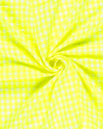 Tissu Seersucker Vichy Jaune Fluo - Mercerine