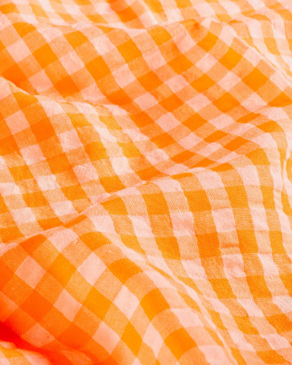 Tissu Seersucker Vichy Orange Fluo - Mercerine