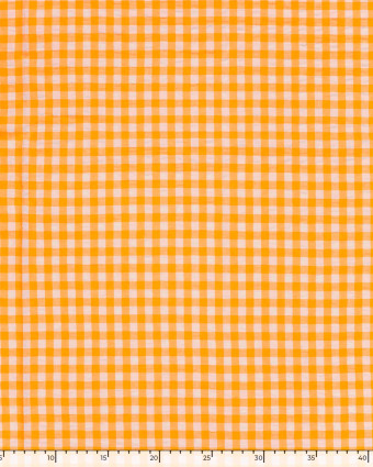 Tissu Seersucker Vichy Orange Fluo - Mercerine