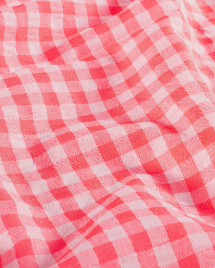 Tissu Seersucker Vichy Rose Fluo - Mercerine