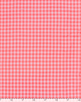 Tissu Seersucker Vichy Rose Fluo - Mercerine