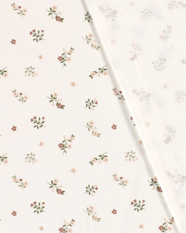 Tissu Jersey de Coton Ecru Petites Fleurs - Mercerine