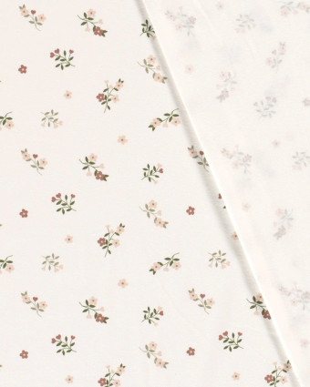 Tissu Jersey de Coton Ecru Petites Fleurs - Mercerine