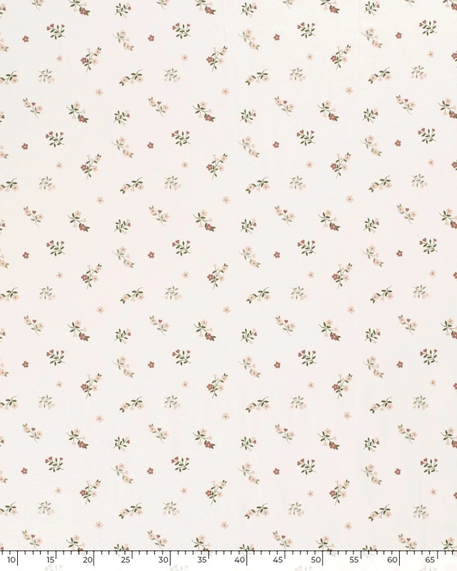 Tissu Jersey de Coton Ecru Petites Fleurs - Mercerine