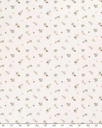 Tissu Jersey de Coton Ecru Petites Fleurs - Mercerine