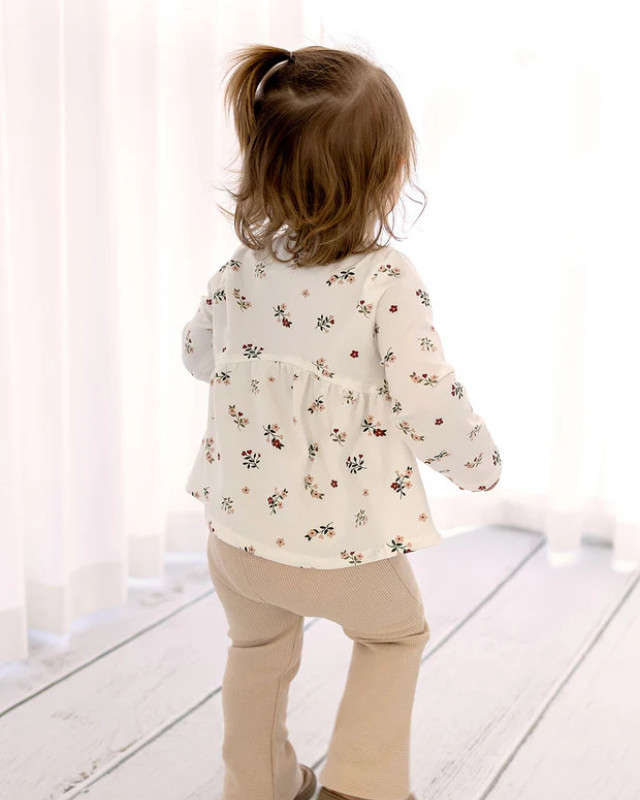 Tissu Jersey de Coton Ecru Petites Fleurs - Mercerine