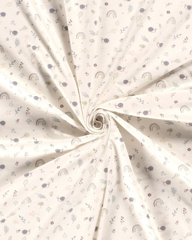 Tissu Jersey de Coton Petit Escargot Bleu - Mercerine