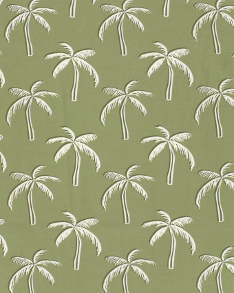 Tissu Jersey de Coton Vert Motif Palmiers - Mercerine