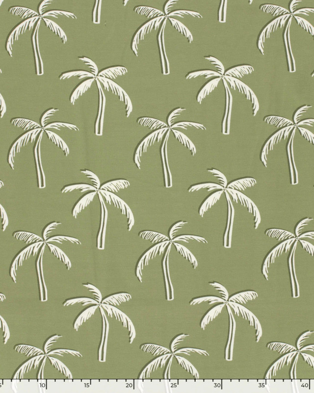 Tissu Jersey de Coton Vert Motif Palmiers - Mercerine